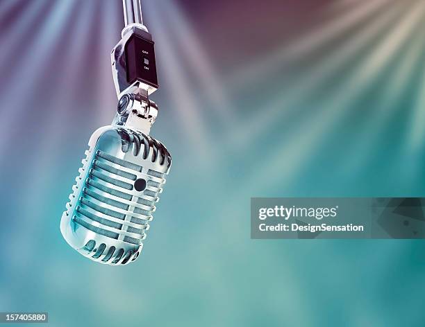 overhead retro mic - on stage (xxxl) - vintage microphone stock pictures, royalty-free photos & images