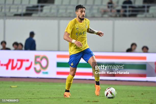 Alex Telles of Al Nassr in action during the pre-season friendly match between FC Internazionale and Al-Nassr at Yanmar Stadium Nagai on July 27,...