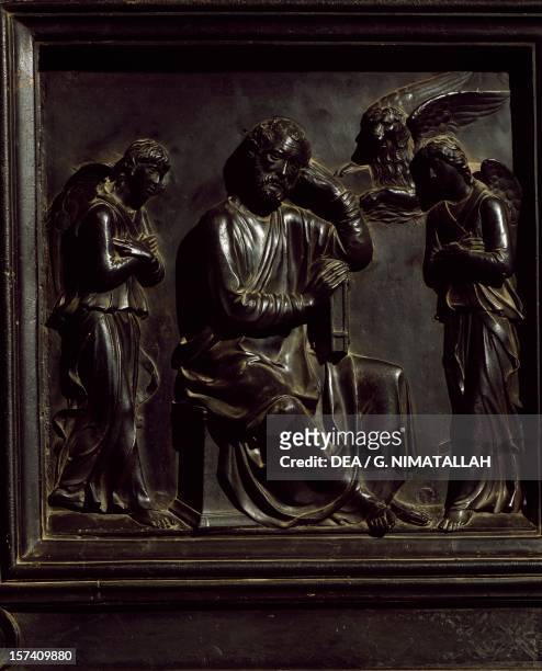 Bronze panel, work by Luca della Robbia . Door of the New Sacristy, Cathedral of Santa Maria del Fiore, Florence. Italy, 15th century.