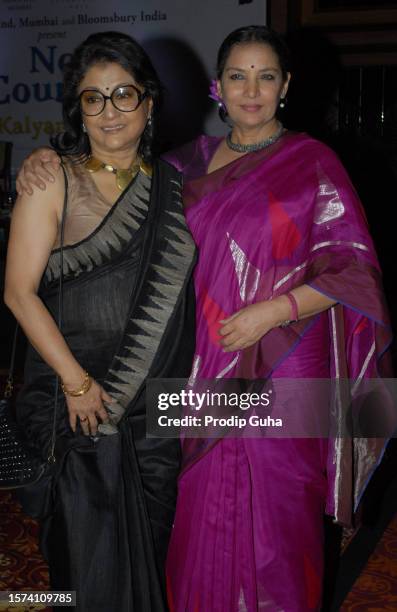 Aparna Sen and Shabana Azmi attend the launch of Dr.Kalyan Ray's book 'NO COUNTRY' on August 05, 2014 in Mumbai, India