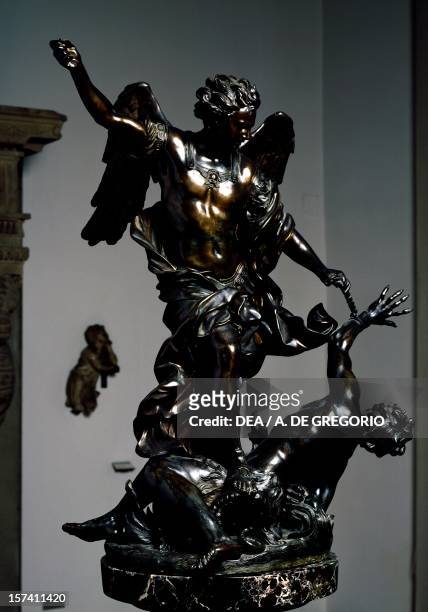 St Michael the Archangel overcoming the demon, by Alessandro Algardi , bronze sculpture. Italy, 17th century. Bologna, Museo Civico Medievale .