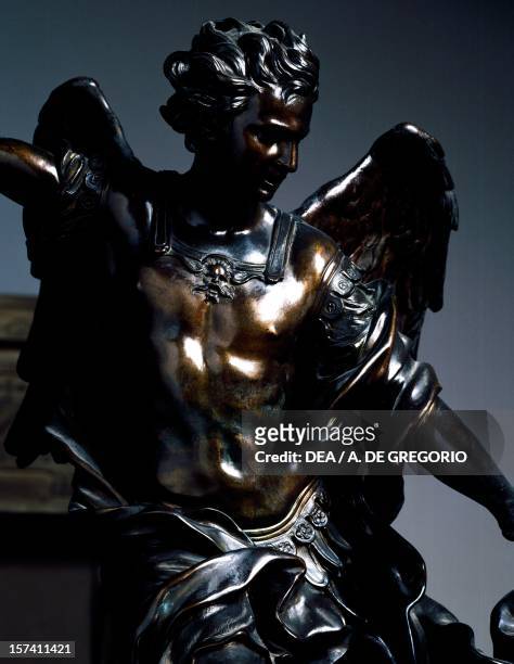 St Michael the Archangel overcoming the demon, by Alessandro Algardi , bronze sculpture. Detail. Italy, 17th century. Bologna, Museo Civico Medievale...
