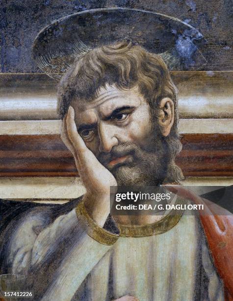 St Simon, detail from the Last Supper, fresco by Andrea del Castagno , 1450. Museum of the Convent of Santa Apollonia , Florence. Italy, 15th...