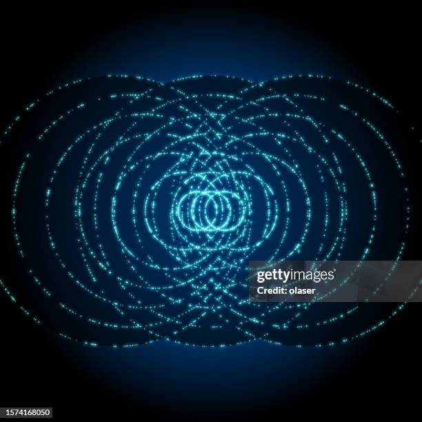 interfering laser circles, abstract background - modern quantum mechanics stock illustrations