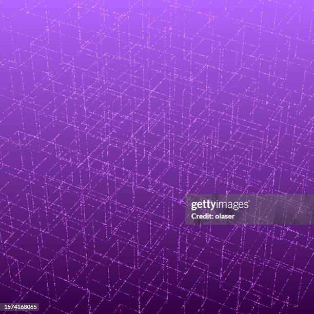 purple close up of data cube dotted outline - random access memory stock illustrations