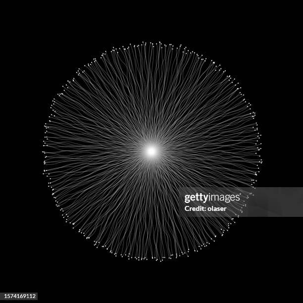 uneven glittering lines in radial pattern - particle circle stock illustrations