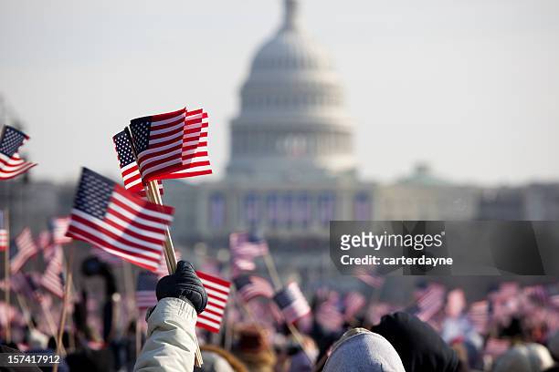 president barack obama's presidential inauguration at capitol building, washington dc - mid atlantic usa stock pictures, royalty-free photos & images