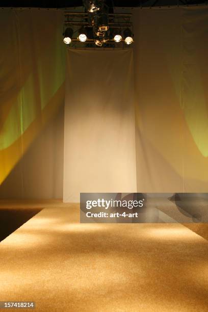empty catwalk before the fashion show - ramp stock pictures, royalty-free photos & images