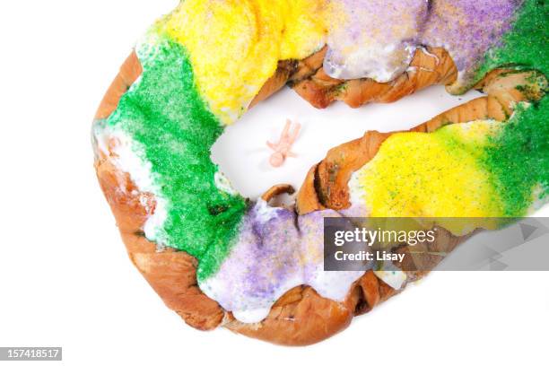 king cake and baby jesus - king cake stock pictures, royalty-free photos & images