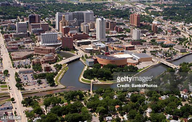 rochester, mn - aerial city view - rochester stock pictures, royalty-free photos & images