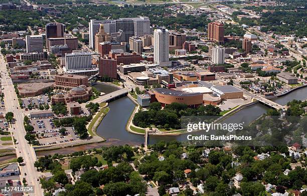 rochester, mn - aerial city view - rochester minnesota stock pictures, royalty-free photos & images