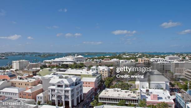 an aerial view of the city of hamilton - bermuda aerial stock pictures, royalty-free photos & images