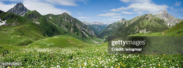 lechtal panorama - mountain valley stock pictures, royalty-free photos & images