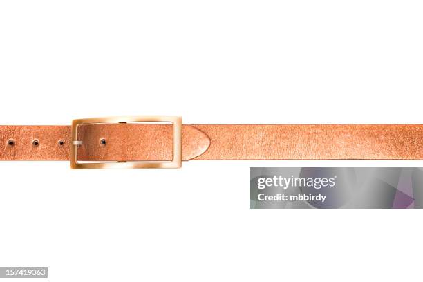 cinto dourado, isolado no fundo branco - cinto de pele imagens e fotografias de stock