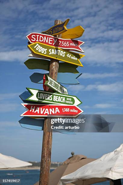 city signs - todos santos stockfoto's en -beelden