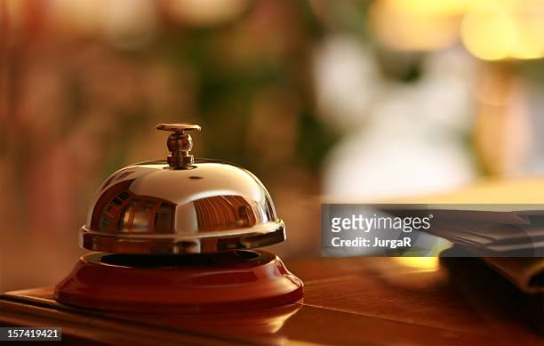 service bell in the hotel reception - hotel bell stockfoto's en -beelden