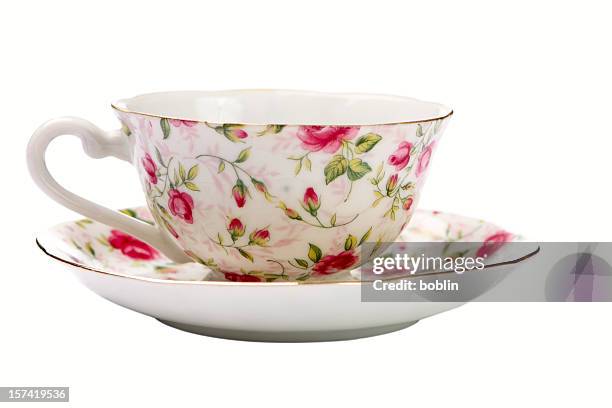 antique tea cup - cup saucer stock pictures, royalty-free photos & images