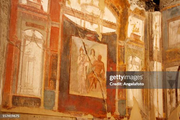 roman fresco in herculaneum - herculaneum stock pictures, royalty-free photos & images