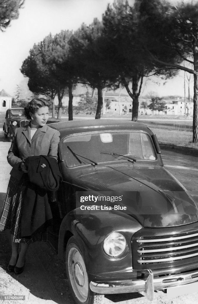 Woman with Car,1938.Black And White