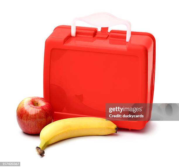 lunch box and fruit - lunchbox stockfoto's en -beelden