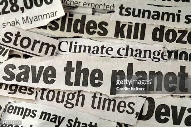 save the planet - climate change news stock-fotos und bilder