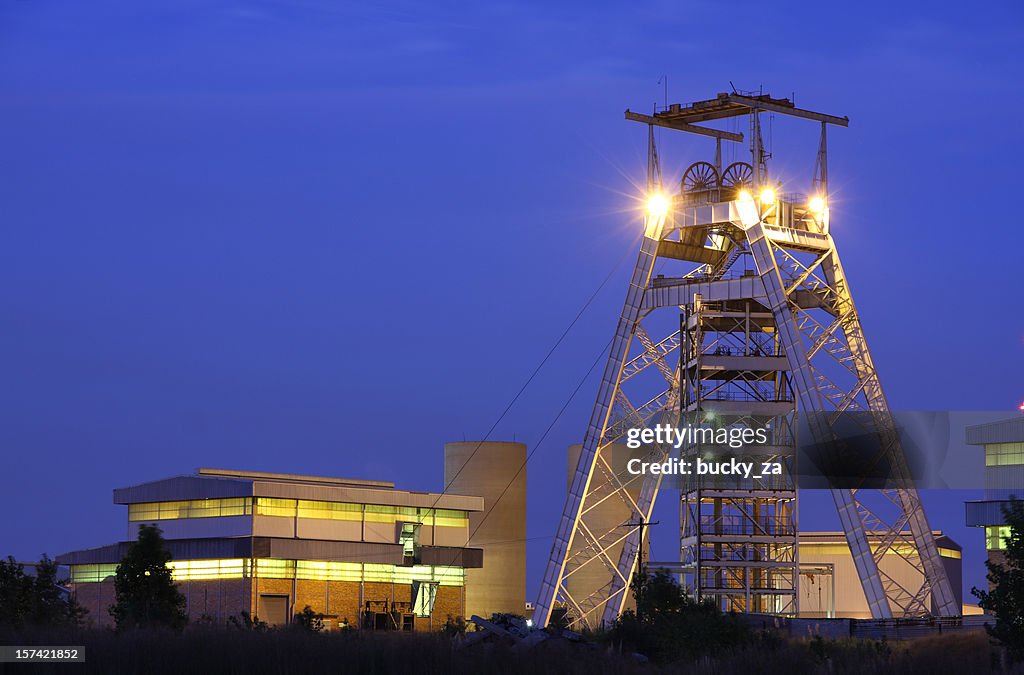 Gold mine head gear and lift pulley station building