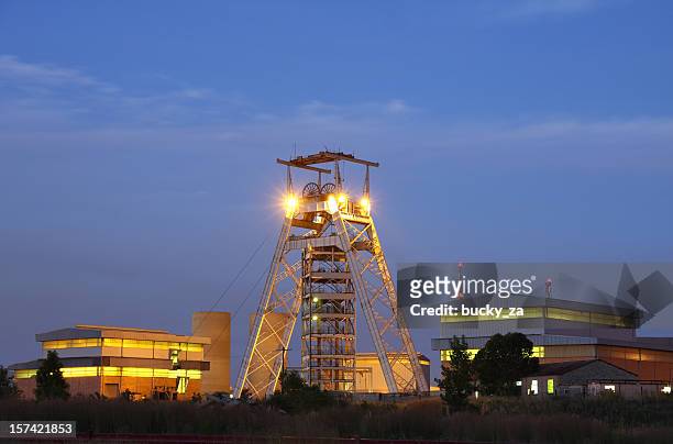 gold mine head gear and production plant, south africa - johannesburg south africa stock pictures, royalty-free photos & images