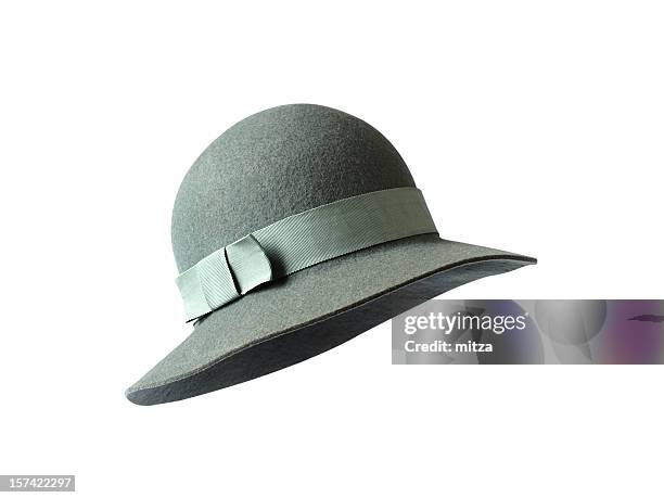 gray felt hat - hat stock pictures, royalty-free photos & images