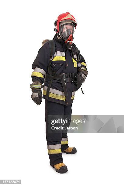 real firefighter - brandweeruniform stockfoto's en -beelden