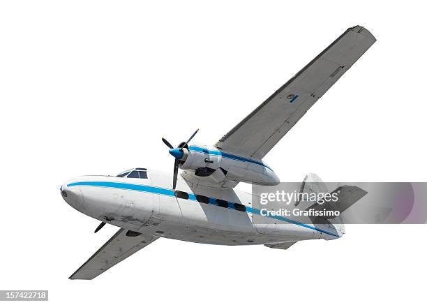 antique white plane isolated - propeller airplane stock pictures, royalty-free photos & images