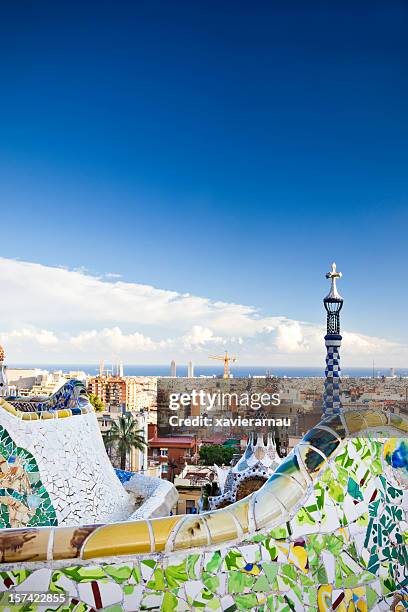 colours of barcelona - barcelona gaudi stock pictures, royalty-free photos & images