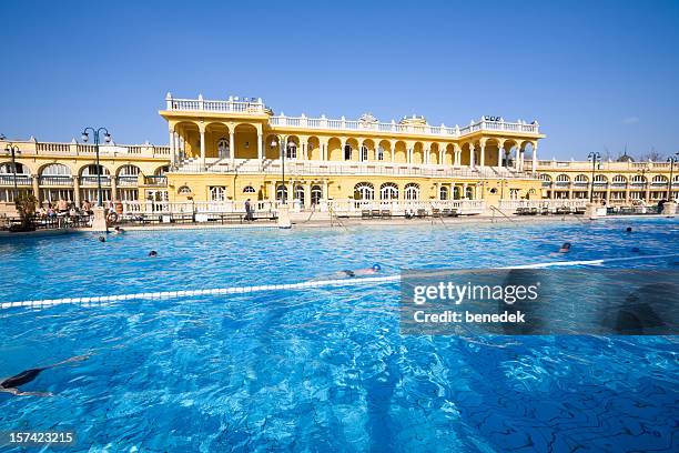 thermal bath pool and spa in budapest - budapest stockfoto's en -beelden