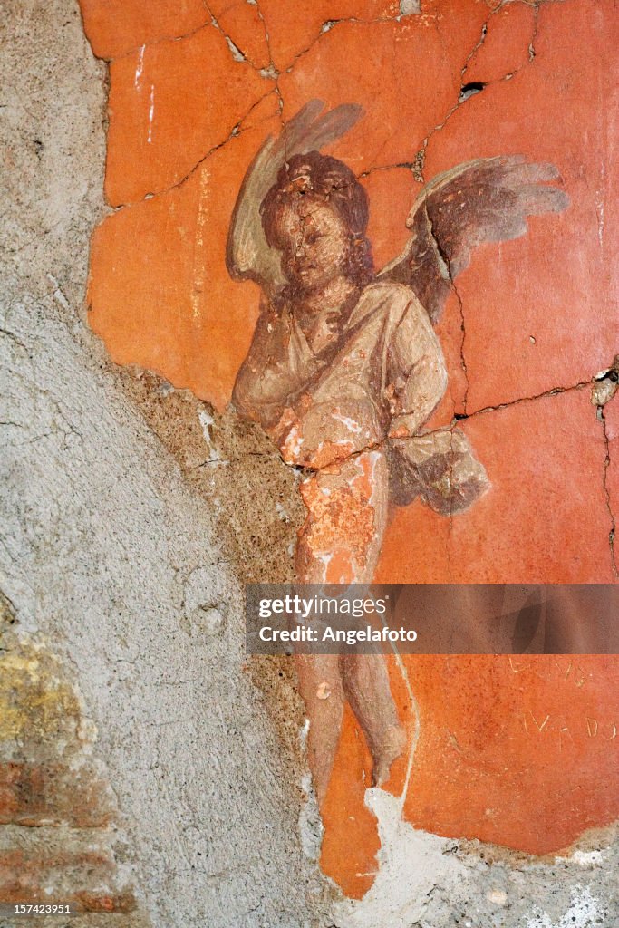 Roman im Freien in Herculaneum mit geflügelten cherub