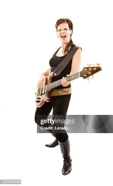 singing woman - bass guitar stock pictures, royalty-free photos & images