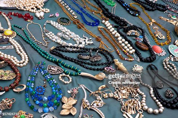 old jewellery stall - rhinestone stockfoto's en -beelden