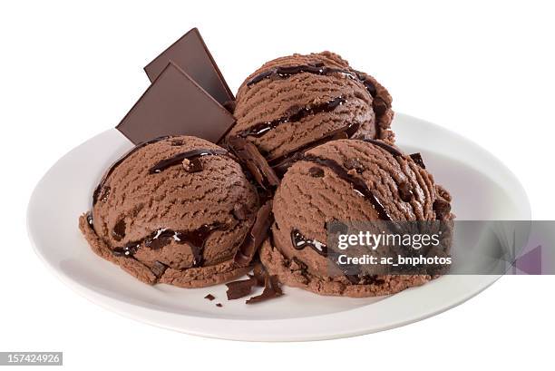 chocolate ice cream balls [ clipping path] - chocoladeijs stockfoto's en -beelden