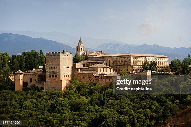 alhambra castle view - alhambra stock pictures, royalty-free photos & images