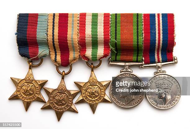 british soldiers world war two medals - british culture stock pictures, royalty-free photos & images