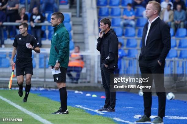 Head coach René Weiler of Servette FC looks on during the UEFA Champions League Second Qualifying Round Second Leg match between KRC Genk and...