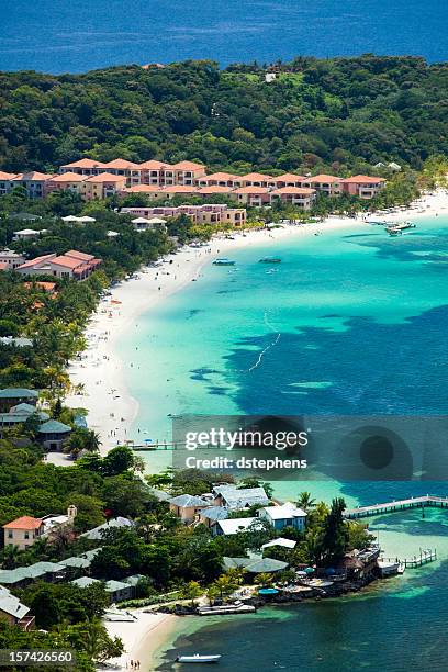 west bay beach aerial - roatan stock pictures, royalty-free photos & images