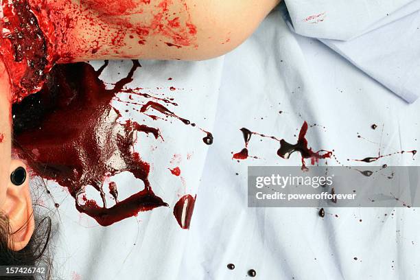 animal mauling blood splatter - murder victim stock pictures, royalty-free photos & images