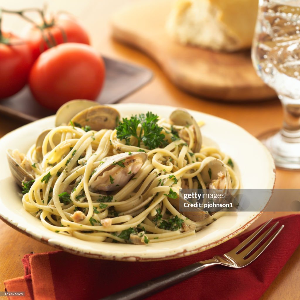Linguini de mariscos branco