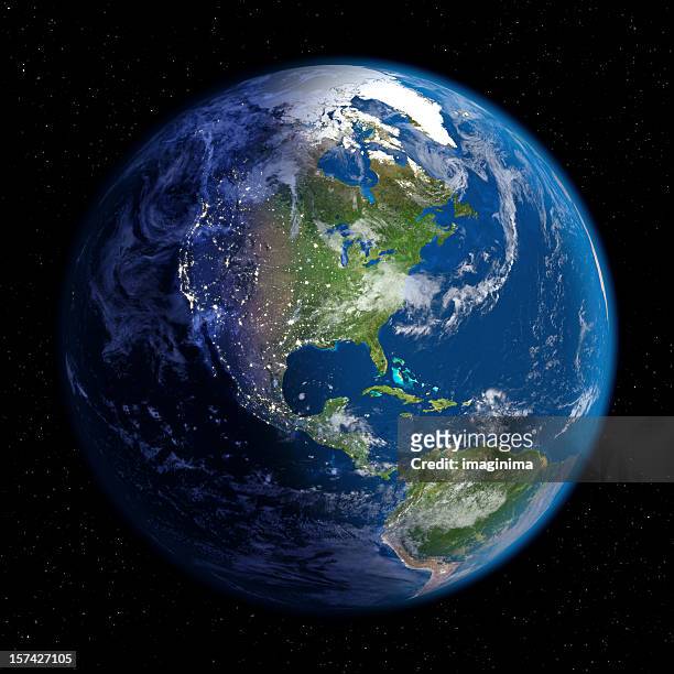 planet earth at night & day (north america) - noord amerika stockfoto's en -beelden
