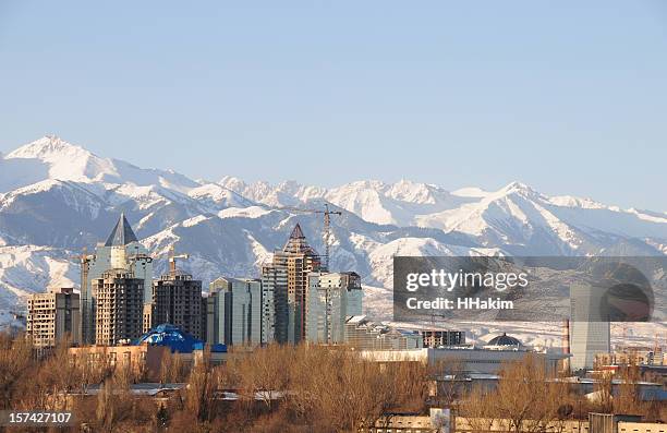 almaty skyline - city life in almaty stockfoto's en -beelden