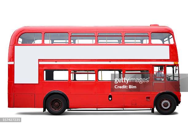 london bus isolated with clipping path - london england stockfoto's en -beelden