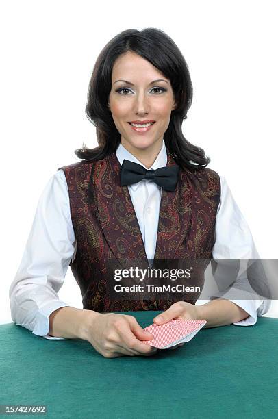 casino card dealer - casino worker stock pictures, royalty-free photos & images