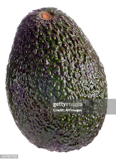 whole avocado on white background - avocado isolated stock pictures, royalty-free photos & images