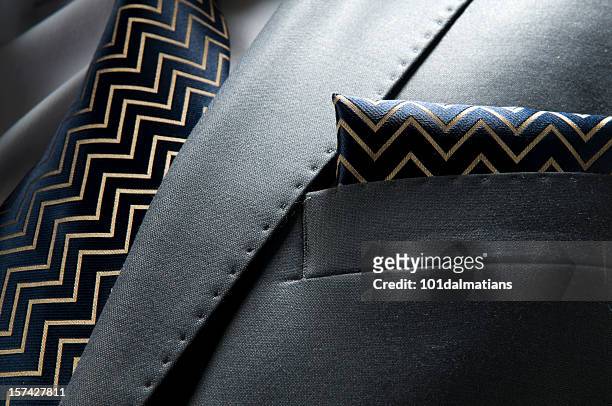 faux black leather jacket breast with tie and handkerchief - tie bildbanksfoton och bilder