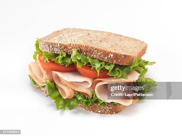 sliced smoked turkey sandwich - turkey meat stock pictures, royalty-free photos & images