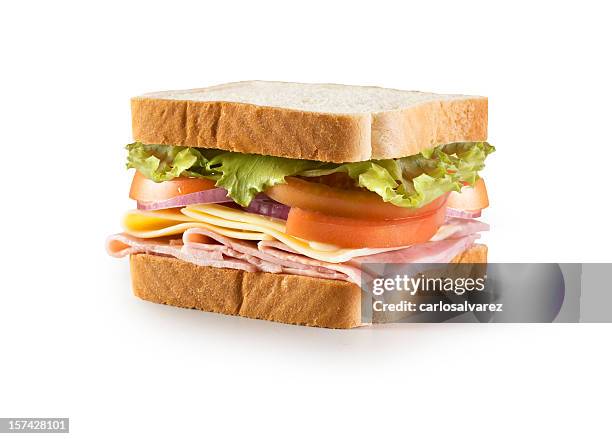 sandwich w/clipping path - white bread stockfoto's en -beelden